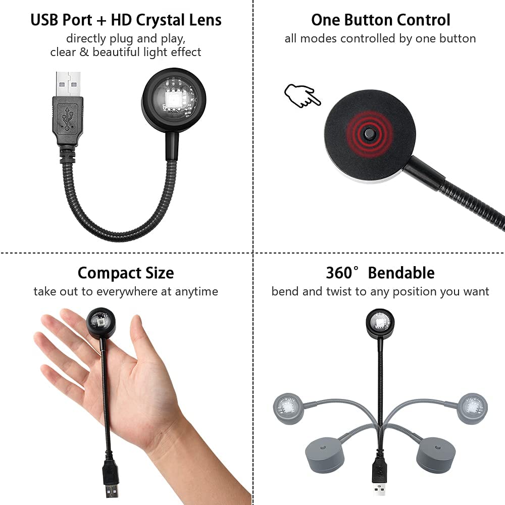 USB Sunset Light Wireless Sunset Projection Lamp Universal